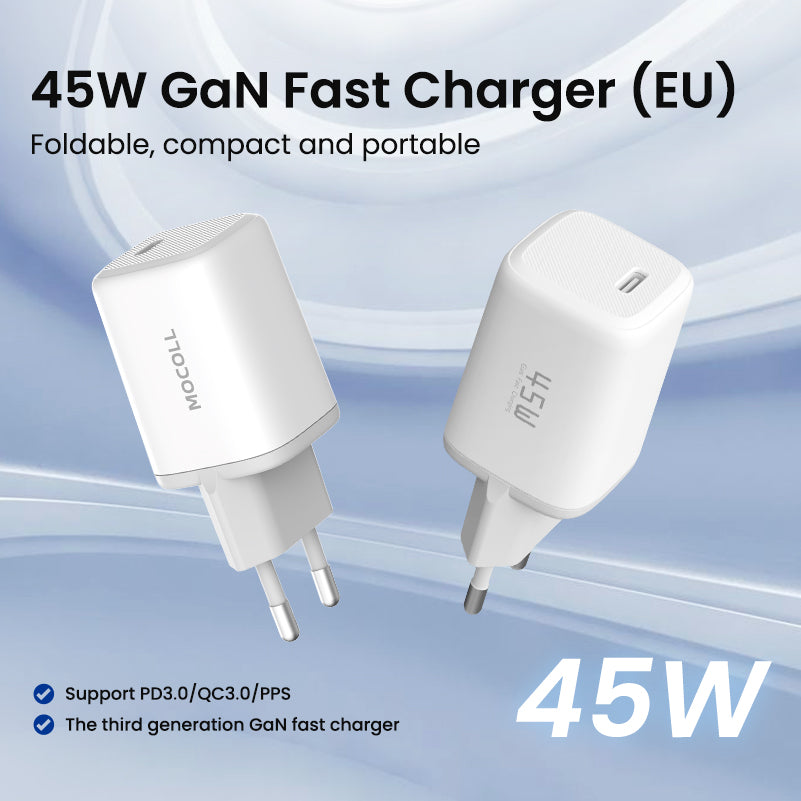 tiny icy crystal series 45w dual port gan fast charger （eu）