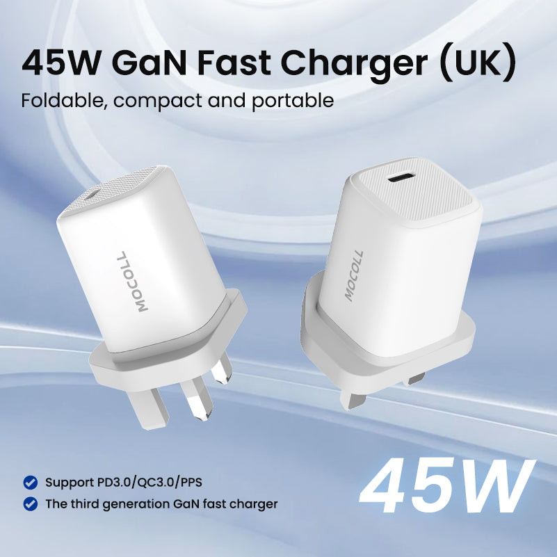tiny icy crystal series 45w dual port gan fast charger （uk）